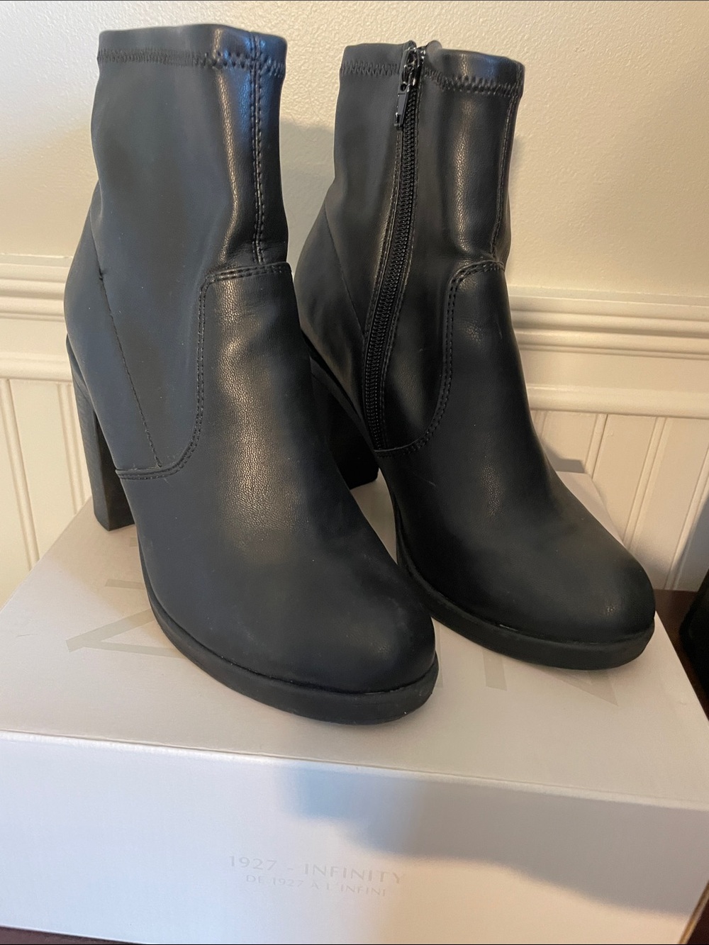 Zigi Soho Black Stretch Ankle Booties with Block Heel